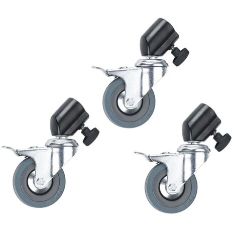 Flashpoint Locking Caster Set for Light Stands w 22mm Diameter Legs – Set of 3