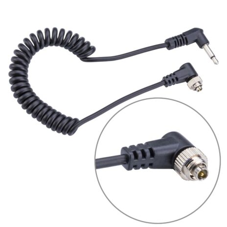 Flashpoint Locking PC Sync Cable Male Mini (3.5mm) to Male PC (1′) Coiled