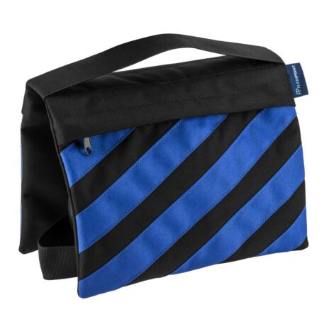 Empty Saddle Sandbag, Water-Resistant Cordura Nylon – (15 lb Capacity, Blue & Black Stripes)